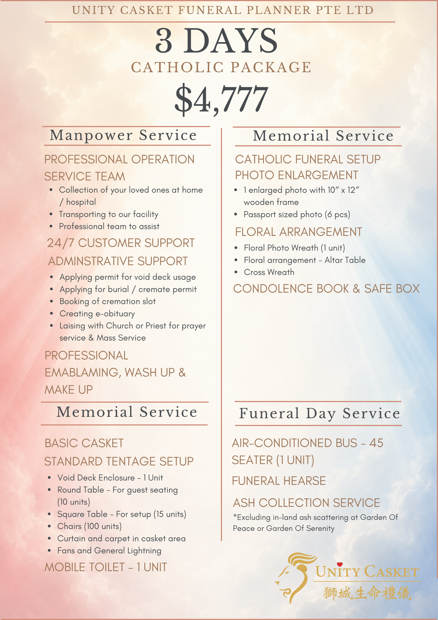 3-Day Roman Catholic Funeral Package Singapore